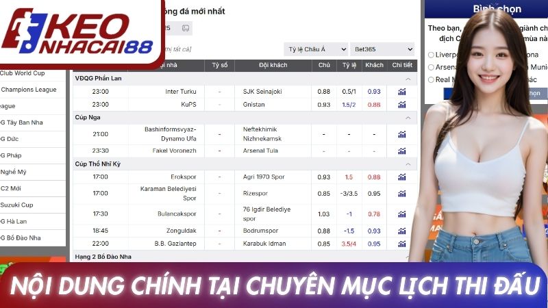 Lịch thi đấu 12 Nội dung chính tại chuyên mục Lịch Thi Đấu